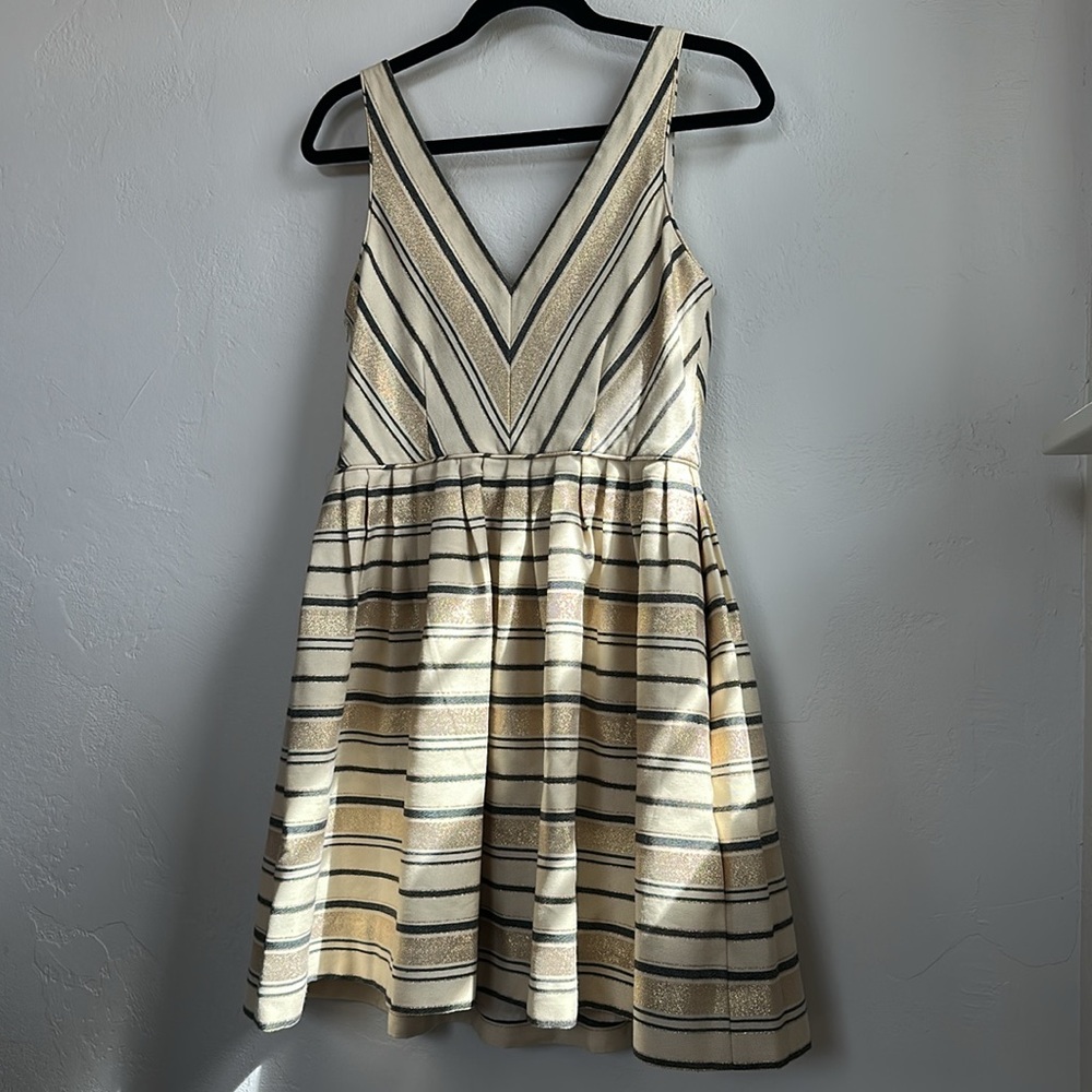 J crew Elegant Striped Cream and Black Dress - Picture 8 of 8
